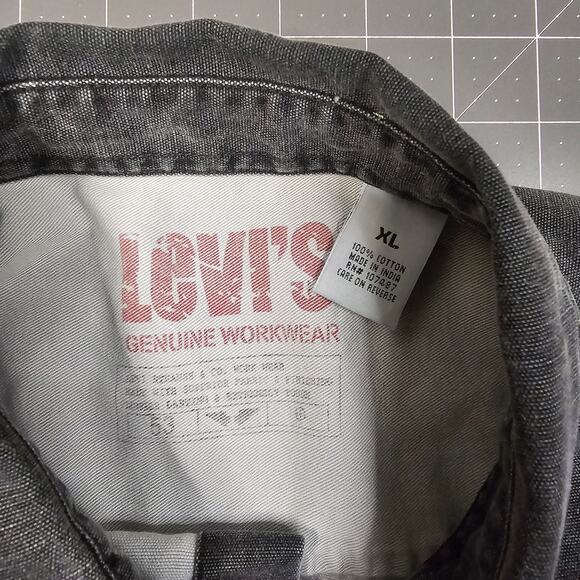 Levis Canvas Shirt XL Black Work Faded Grunge Western Biker Mechanic Heritage - Picture 9 of 13
